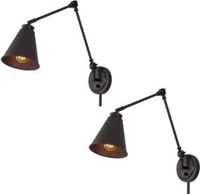 img 4 attached to 🛋️ Enhance Your Space with Kira Home Ellis 18&#34; Vintage Industrial Swing Arm Wall Lamp - 2-Pack, Adjustable Head & Convenient Plug-in/Wall Mount, Oil Rubbed Bronze Finish