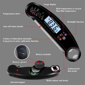 img 2 attached to 🔥 LEAP Instant Read Meat Thermometer with Backlight and Calibration: Fast, Waterproof Thermometer for Cooking, BBQ, and Outdoor Grills