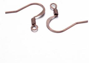 img 3 attached to 🎣 Kissitty 100Pcs Red Copper Brass French Style Fish Earring Hooks 15mm Flat Sides Coil Earwires with 2mm Loop for Dangle Earring Jewelry Making