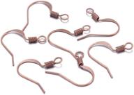 🎣 kissitty 100pcs red copper brass french style fish earring hooks 15mm flat sides coil earwires with 2mm loop for dangle earring jewelry making logo