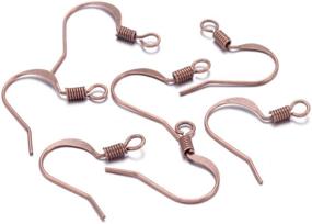 img 4 attached to 🎣 Kissitty 100Pcs Red Copper Brass French Style Fish Earring Hooks 15mm Flat Sides Coil Earwires with 2mm Loop for Dangle Earring Jewelry Making