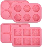 🧼 jucoan 4 pack silicone soap & mooncake mold set - round and square flower patterns, baking molds for muffins, cookies, chocolates, & pumpkin pies logo