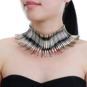 img 3 attached to Sparkling Canine Shape Fringe Necklace Set: Unique Statement 🐶 Collar Choker & Chunky Bib Necklace Set for Women's Fashion Jewelry