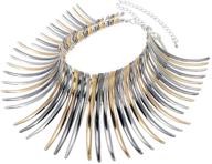 sparkling canine shape fringe necklace set: unique statement 🐶 collar choker & chunky bib necklace set for women's fashion jewelry logo