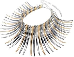 img 4 attached to Sparkling Canine Shape Fringe Necklace Set: Unique Statement 🐶 Collar Choker & Chunky Bib Necklace Set for Women's Fashion Jewelry