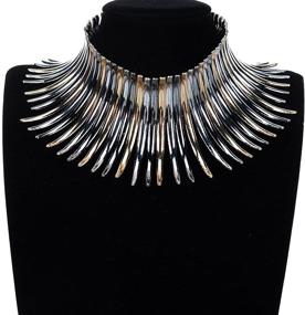 img 2 attached to Sparkling Canine Shape Fringe Necklace Set: Unique Statement 🐶 Collar Choker & Chunky Bib Necklace Set for Women's Fashion Jewelry