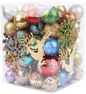 🎄 misbest christmas balls ornaments 60-70pack: shatterproof xmas tree decorations for a festive party with assorted christmas ball ornament set логотип