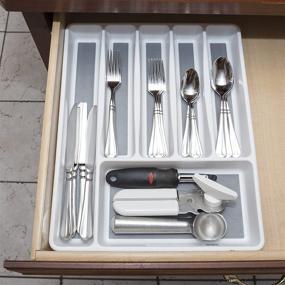 img 2 attached to 🍴 Silverware Drawer Organizer with Six Compartments and Non-Slip Tray - Flatware, Utensil, Cutlery Kitchen Divider By Lavish Home (Also Suitable for Desk and Office Use)