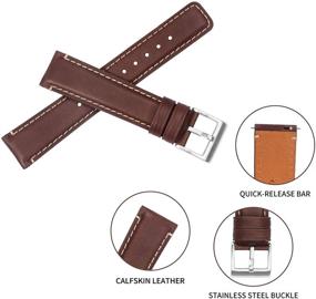 img 1 attached to 18mm Genuine Leather T-Strap Watch Band