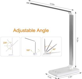 img 1 attached to 🔌 LED Desk Lamp with USB Charging Port, Eye-Caring Table Lamps for Reading, Studying, Working - Stepless Dimmable Office Lamp with Touch/Memory/Timer Function, 25 Brightness Lighting, Foldable Design by Himigo