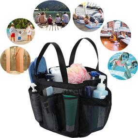 img 2 attached to 🚿 Portable Mesh Shower Caddy with Sturdy Handles - Beach, Travel, Camping Bath Tote Bag Organizer - Hanging Bath Caddies for Toiletry, Bathroom, College Dorm