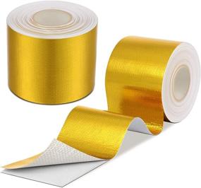 img 4 attached to 🔥 2 Inch x 32.8 ft Heat Shield Tape: Aluminum Foil Heat Reflective Adhesive for Hose & Auto Use - 2 Rolls (Gold)