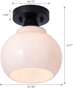 img 1 attached to 💡 VILUXY Semi Flush Mount Ceiling Light: Industrial White Opal Glass Shade Fixtures for Various Spaces