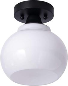 img 4 attached to 💡 VILUXY Semi Flush Mount Ceiling Light: Industrial White Opal Glass Shade Fixtures for Various Spaces