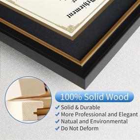 img 2 attached to CREKERT Diploma Frame - 11x14 Solid Wood Picture Frame with Shatter-Resistant Glass for 🖼️ Certificates and Documents - Elegant Blackgold Frame - 8.5x11 Size with Black Mat - (1 Pack)