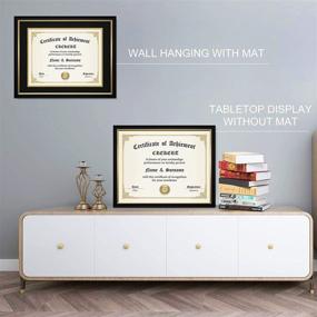 img 3 attached to CREKERT Diploma Frame - 11x14 Solid Wood Picture Frame with Shatter-Resistant Glass for 🖼️ Certificates and Documents - Elegant Blackgold Frame - 8.5x11 Size with Black Mat - (1 Pack)