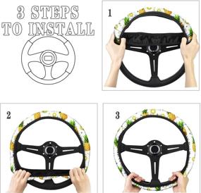 img 1 attached to INSTANTARTS Cartoon Cow Design Steering Wheel Cover 14-15 Inches Universal Fit SUV Sedan Vna