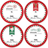 🎅 наклейки "особая доставка санты" - комплект из 24 шт: маленькие круглые рождественские наклейки big dot of happiness от санта-клауса логотип
