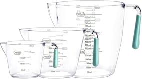 img 4 attached to 🥄 BPA-Free Stackable Plastic Measuring Cup Set with Angled Grip, Various Scales, Spout, and Light Texture - Ideal Kitchen Gadgets and Baking Accessories - 4/2/1 Cup Capacity