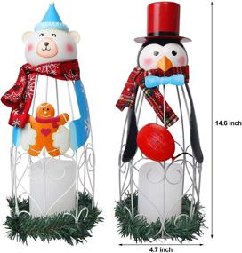 img 3 attached to Christmas LED Candle Lanterns: Lulu Home 2 Pack 14.6 Inch Penguin Polar Bear, Battery Operated Lights, Tabletop Decorations