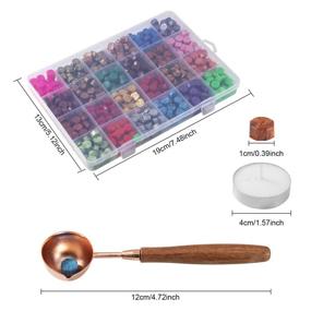 img 2 attached to Waloden 656 PCS Sealing Wax Beads Hexagon Wax Seal Beads Wax Sealing Kit: Premium Quality with 24 Vibrant Colors, Tea Candles, Wooden Handle & Spoon Included