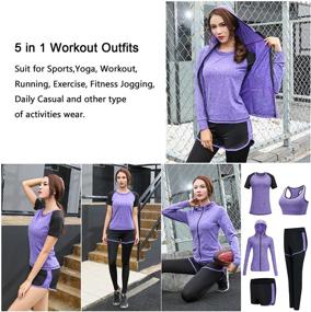 img 2 attached to 🏋️ XPINYT 5pcs Women's Athletic Sport Suits: Perfect Workout Outfits for Yoga, Gym, Fitness and Jogging