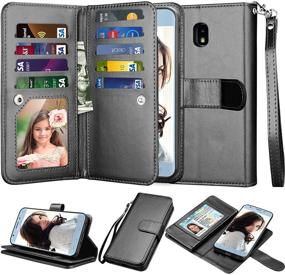 img 4 attached to Njjex Wallet Case for Samsung J7 Star - PU 📱 Leather Flip Cover Case with Card Slots Holder, Kickstand, Lanyard - Black