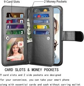 img 3 attached to Njjex Wallet Case for Samsung J7 Star - PU 📱 Leather Flip Cover Case with Card Slots Holder, Kickstand, Lanyard - Black