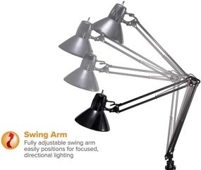 img 2 attached to 💡 Bostitch Office VLF100 LED Swing Arm Desk Lamp with Clamp Mount, 36-inch Reach, Includes Energy-efficient LED Bulb, Black