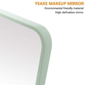 img 2 attached to YEAKE Portable Folding Makeup Mirror with Metal Stand - 8-Inch Table Desk Vanity Mirror, 90° Adjustable Rotation for Tavel, Hanging Bathroom Mirror for Shower Shaving - Gray