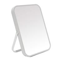 yeake portable folding makeup mirror with metal stand - 8-inch table desk vanity mirror, 90° adjustable rotation for tavel, hanging bathroom mirror for shower shaving - gray logo