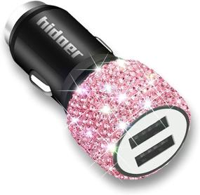 img 3 attached to 💎 5V/2.1A Pink Crystal Dual Port USB Car Charger with 3.9ft Nylon Type C/Micro USB Charging Cable - Bling Bling Fast Adapter for Android, Car Interior Accessories Designed for Women