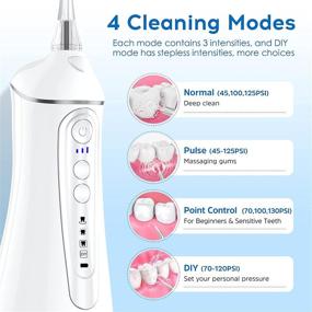 img 2 attached to 🚰 Cordless Water Flosser for Teeth - 4 Modes, 300ML Water Tank, 6 Tips, IPX7 Waterproof, USB Rechargeable - Oral Irrigator for Braces, Bridges, Home, and Travel