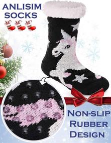 img 1 attached to 🎄 Toddlers Girls' Slipper Fleece Christmas Stockings in Socks & Tights