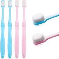 🪥 4-piece soft micro-nano extra soft bristles toothbrush with 20,000 bristles - ideal for fragile gums in adults, kids, and children (blue, pink) logo