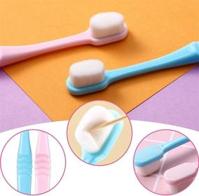 img 2 attached to 🪥 4-Piece Soft Micro-Nano Extra Soft Bristles Toothbrush with 20,000 Bristles - Ideal for Fragile Gums in Adults, Kids, and Children (Blue, Pink)
