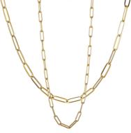 stylish rwqian 18k gold paperclip chain link necklace with a dainty and layered design - perfect for women and girls logo
