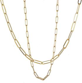 img 4 attached to Stylish RWQIAN 18k Gold Paperclip Chain Link Necklace with a Dainty and Layered Design - Perfect for Women and Girls