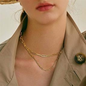 img 2 attached to Stylish RWQIAN 18k Gold Paperclip Chain Link Necklace with a Dainty and Layered Design - Perfect for Women and Girls