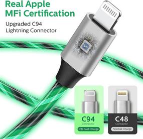 img 2 attached to 📱 Green USB C to Lightning Cable, 3FT iPhone 12 Charger [Apple MFi Certified] - Fast Charging Cord for iPhone 12 11 Pro Max Mini X XS XR 8 Plus SE, iPad 8th - Cool Light Up Design Included
