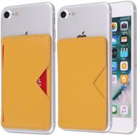 ca cell phone wallet stick on rfid blocking card sleeve stick on wallet leather durable sticker (mustard yellow) logo