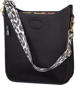 img 4 attached to Neoprene Messenger Bag - Pinafore Crossbody Style with Adjustable Guitar Strap