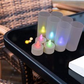 img 2 attached to 🕯️ HL Rechargeable Tealights: Multicolor Flickering LED Candles + Remote Control for Weddings, Parties, and Gardens (6 Pack)