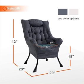 img 2 attached to 🪑 Superrella Modern Soft Accent Chair: Cool Grey Single Armchair for Living Room, Upholstered, High Back Lazy Sofa