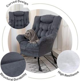 img 3 attached to 🪑 Superrella Modern Soft Accent Chair: Cool Grey Single Armchair for Living Room, Upholstered, High Back Lazy Sofa