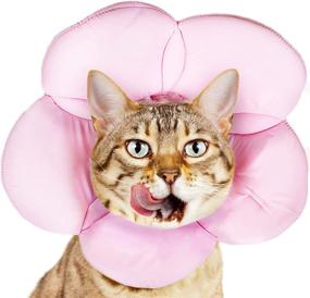 img 2 attached to SunGrow Pink Flower-Shape Cat Recovery Cone: Adjustable Loop Type Fasteners, Fits 10” Neck, 1 Pc per Pack