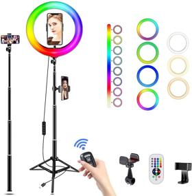 img 4 attached to 🌟 TP01 63" Ring Light with Tripod: 10" Selfie Ring Light & RGB Color Control for YouTube, Tiktok & Live Streaming