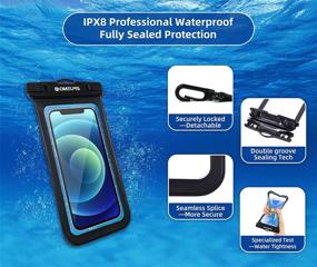 img 2 attached to 📱 OMELPIS Waterproof Phone Pouch - Universal Waterproof Case for iPhone 13, 11, 12 Mini, Pro, Max, X, 6 Plus, Motorola, and All Devices up to 7'' - Underwater Dry Bag for Skiing, Surfing, Beach - Pack of 2