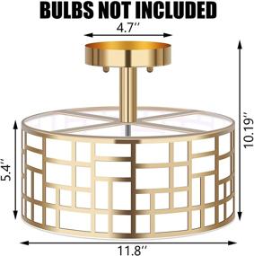 img 2 attached to 💡 Ganiude 3-Lights Semi Flush Mount Light Fixture - Stylish Gold Finished Metal Drum Shade - Ideal Pendant Kitchen Light for Bedroom, Living Room, Dining Room, & More!