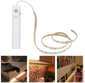 img 3 attached to 🔦 Motion Sensor LED Bed Light, Battery Operated Flexible Rope Light Kit with Motion Detection, Stair Night Step Lighting for Bedroom Cabinet, Warm White 3000K